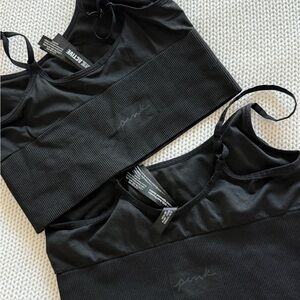 PINK Victoria's Secret Black Ribbed Bralette Set